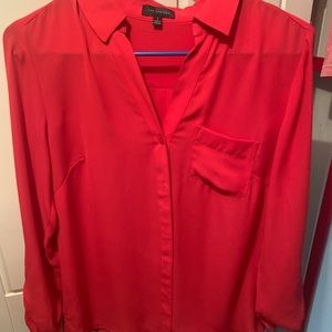 Bright Pink/Red “Ashton” blouse- the Limited